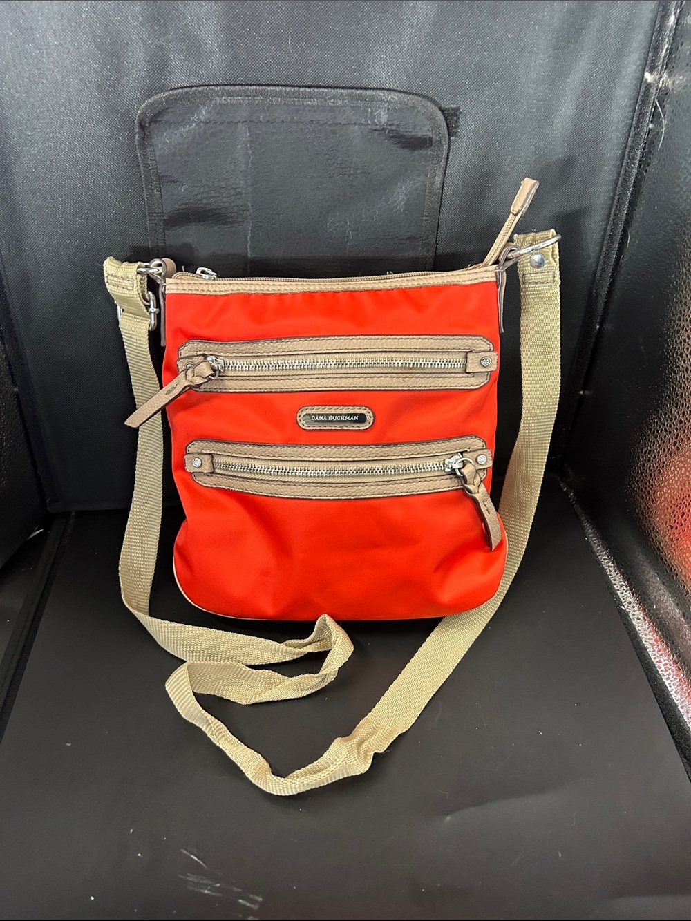 Dana Buchman Orange Crossbody Bag with Tan Trim